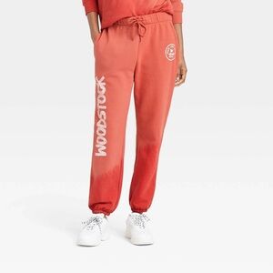 Woodstock Grunge Music Festival Sweatpants Tie Dye Joggers in Rusty Orange, Med